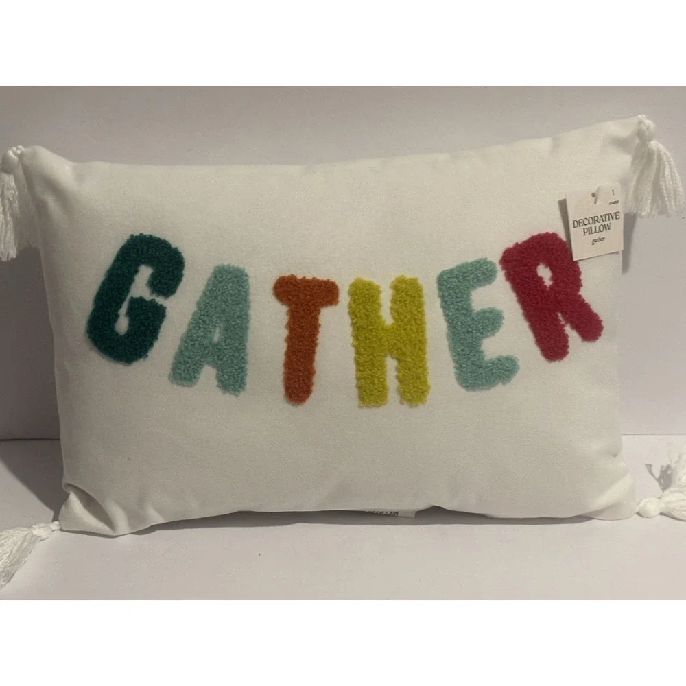 NWT-‎  Decorative Throw Pillow - GATHER -NIP Colored